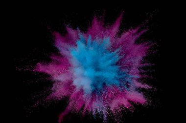 Renkli toz patlaması. Arka planda soyut çekim tozu. Albay