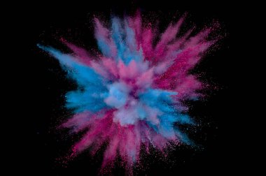 Renkli toz patlaması. Arka planda soyut çekim tozu. Albay