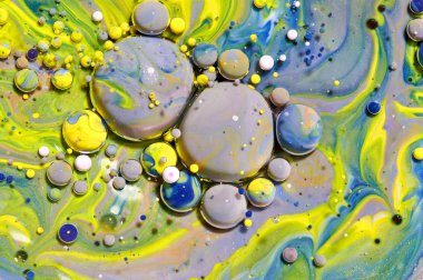 Renkli akrilik kabarcıklar. Soyut mürekkep tasarım şablonu karışık tex