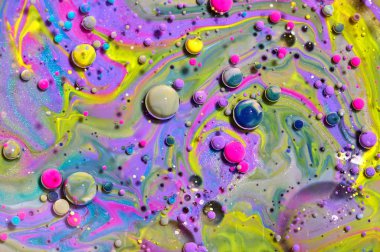 Renkli akrilik kabarcıklar. Soyut mürekkep tasarım şablonu karışık tex