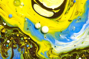 Renkli akrilik kabarcıklar. Soyut mürekkep tasarım şablonu karışık tex