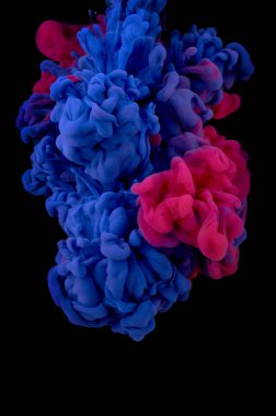 Suda mürekkep var. Splash akrilik boya karıştırma. Çok renkli sıvı d