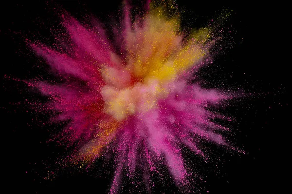 彩色粉末爆炸。抽象特写镜头在背景下的灰尘。科尔 — 图库照片