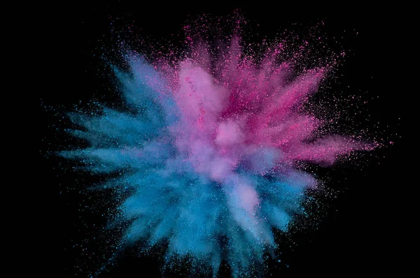 Colored powder explosion. Abstract closeup dust on backdrop. Col — Stock Photo, Image