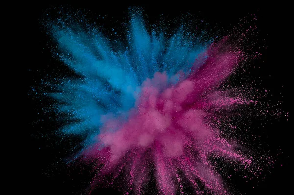 Colored powder explosion. Abstract closeup dust on backdrop. Col — Stock Photo, Image