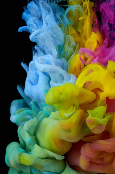 Ink in water. Splash acrilyc paint mixing. Multicolored liquid d — Stock Photo, Image