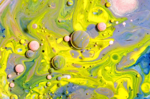 Kleurrijke acryl bubbels. Abstracte inkt ontwerpsjabloon Mixed tex — Stockfoto