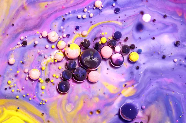 Kleurrijke acryl bubbels. Abstracte inkt ontwerpsjabloon Mixed tex — Stockfoto