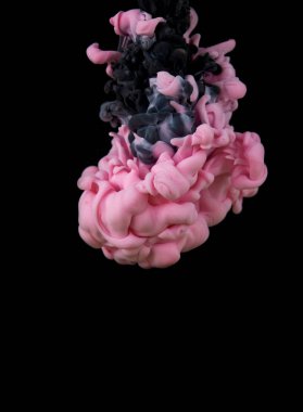 Suda mürekkep var. Splash akrilik boya karıştırma. Çok renkli sıvı d