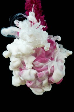 Suda mürekkep var. Splash akrilik boya karıştırma. Çok renkli sıvı d