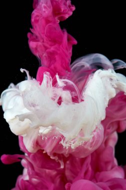 Suda mürekkep var. Splash akrilik boya karıştırma. Çok renkli sıvı d