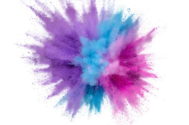 Beyaz backgroun renkli toz patlama
