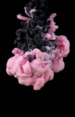 Suda mürekkep var. Splash akrilik boya karıştırma. Çok renkli sıvı d