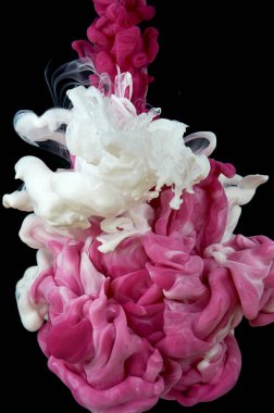 Suda mürekkep var. Splash akrilik boya karıştırma. Çok renkli sıvı d