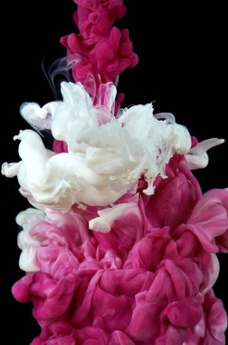 Suda mürekkep var. Splash akrilik boya karıştırma. Çok renkli sıvı d