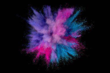 Renkli toz patlaması. Arka planda soyut çekim tozu. Albay