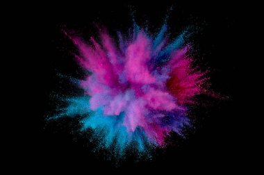 Renkli toz patlaması. Arka planda soyut çekim tozu. Albay