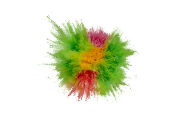 Colored powder explosion on white backgroun — Stock Photo, Image