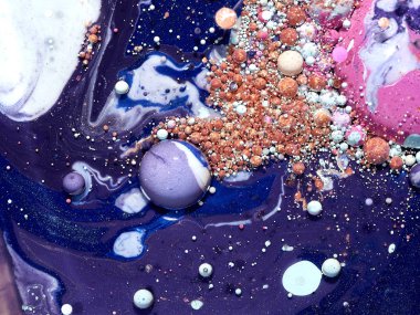 Renkli akrilik kabarcıklar. Soyut mürekkep tasarım şablonu karışık tex