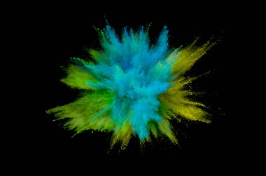 Renkli toz patlaması. Arka planda soyut çekim tozu. Albay