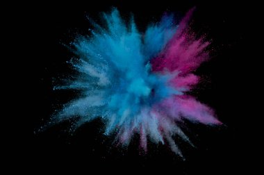 Renkli toz patlaması. Arka planda soyut çekim tozu. Albay