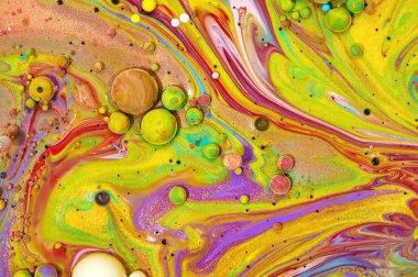 Renkli akrilik kabarcıklar. Soyut mürekkep tasarım şablonu karışık tex