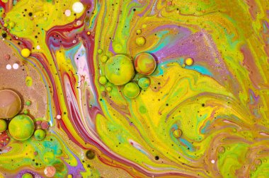 Renkli akrilik kabarcıklar. Soyut mürekkep tasarım şablonu karışık tex