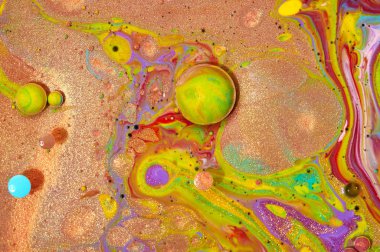 Renkli akrilik kabarcıklar. Soyut mürekkep tasarım şablonu karışık tex