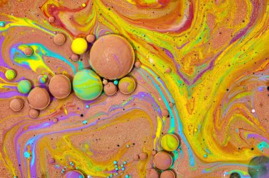 Renkli akrilik kabarcıklar. Soyut mürekkep tasarım şablonu karışık tex