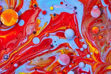 Renkli akrilik kabarcıklar. Soyut mürekkep tasarım şablonu karışık tex