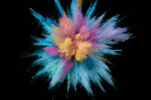 Renkli toz patlaması. Arka planda soyut çekim tozu. Albay