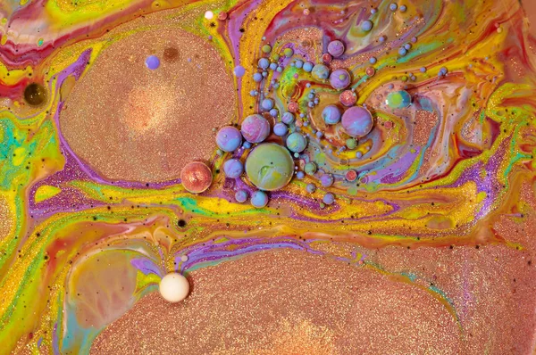 Burbujas acrílicas coloridas.Plantilla de diseño de tinta abstracta mixta tex —  Fotos de Stock