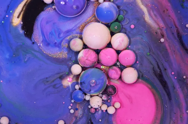 Colourful acrylic bubbles.Abstract ink design template mixed tex — Stock Photo, Image