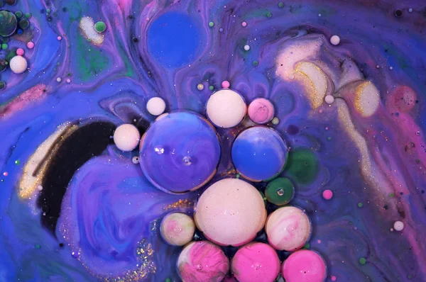 Kleurrijke acryl bubbels. Abstracte inkt ontwerpsjabloon Mixed tex — Stockfoto