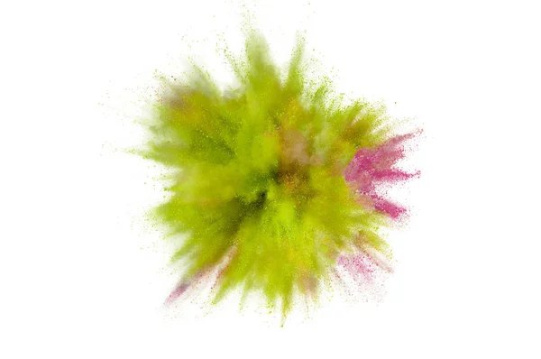 Explosión de polvo de color sobre fondo blanco. Primer plano abstracto d — Foto de Stock