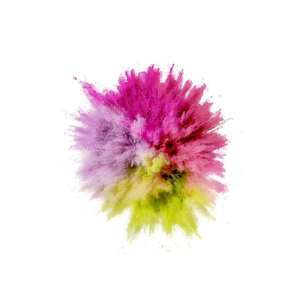 Colored powder explosion. Abstract closeup dust on backdrop. Col — Stock Photo, Image