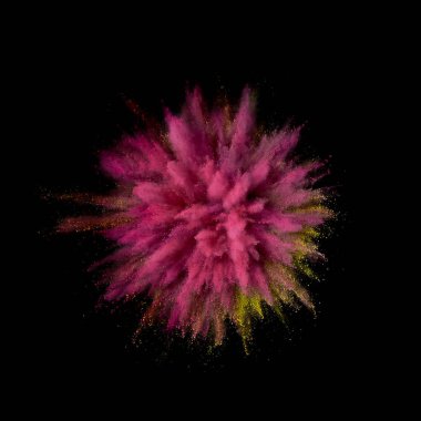 Renkli toz patlaması. Arka planda soyut çekim tozu. Albay