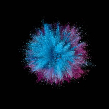 Renkli toz patlaması. Arka planda soyut çekim tozu. Albay
