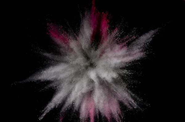 Colored powder explosion. Abstract closeup dust on backdrop. Col — Stock Photo, Image