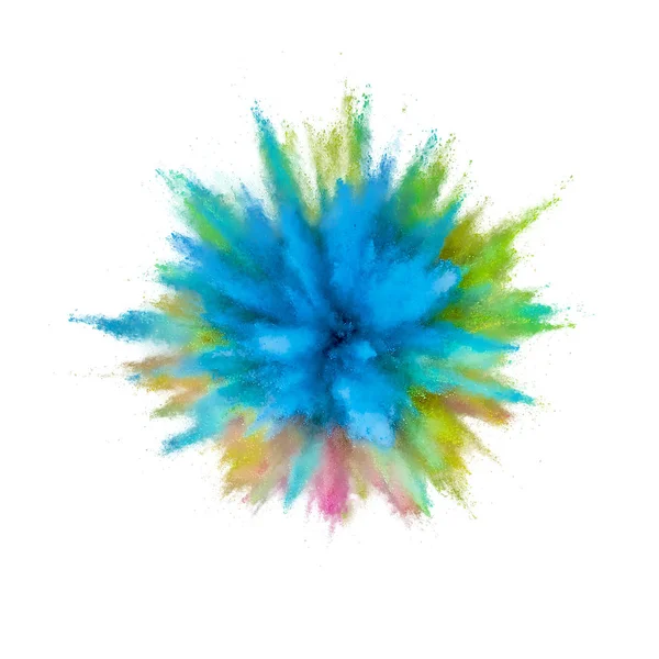Colored powder explosion on white background. Abstract closeup d — Stock Photo, Image
