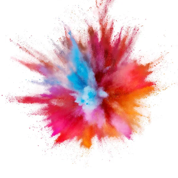 Explosión de polvo de color sobre fondo blanco. Primer plano abstracto d — Foto de Stock