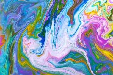 Akışkan Sanat. Soyut renkli arka plan, duvar kağıdı. Karıştırma ağrı