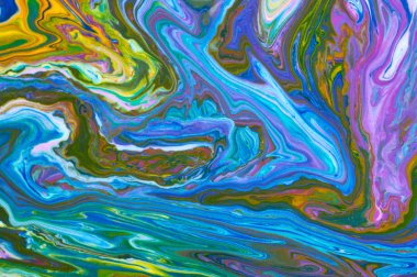 Akışkan Sanat. Soyut renkli arka plan, duvar kağıdı. Karıştırma ağrı