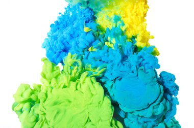 Suda mürekkep. Splash boya karıştırma. Çok renkli sıvı boya. Abst