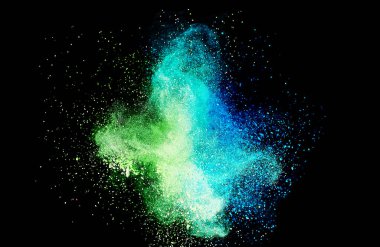 Renkli toz patlaması. Arka planda soyut çekim tozu. Albay