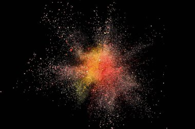 Renkli toz patlaması. Arka planda soyut çekim tozu. Albay