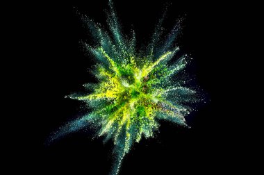 Renkli toz patlaması. Arka planda soyut çekim tozu. Albay