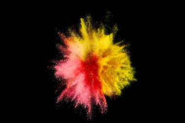 Renkli toz patlaması. Arka planda soyut çekim tozu. Albay