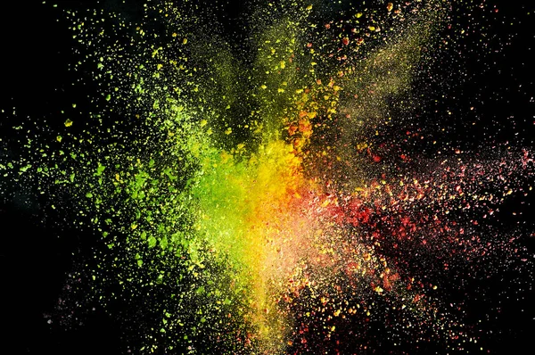 Esplosione di polvere colorata. Polvere di primo piano astratta sullo sfondo. Colonnello — Foto Stock