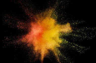 Renkli toz patlaması. Arka planda soyut çekim tozu. Albay